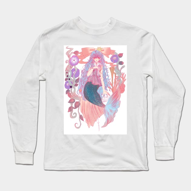 Macaron mermaid cute pastel illustration anime manga style kawaii Long Sleeve T-Shirt by meisanmui